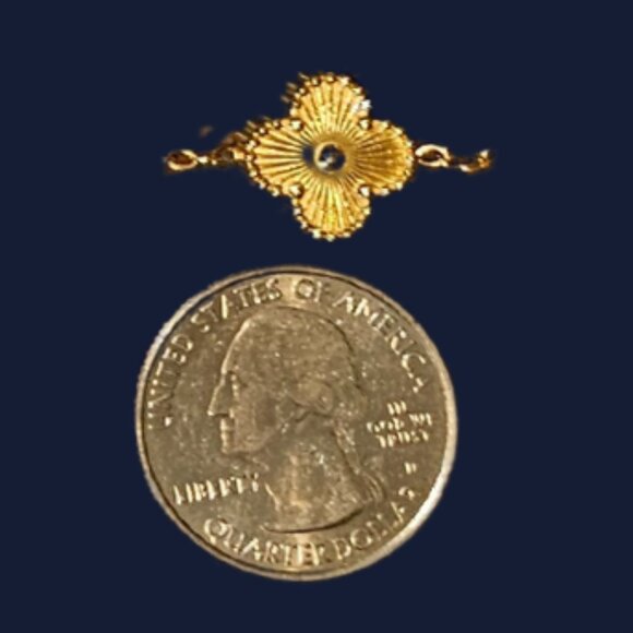 Gold tone - Hope, Faith, Love and Luck Clover Necklace 18 inches extends to 20 - Picture 4 of 9